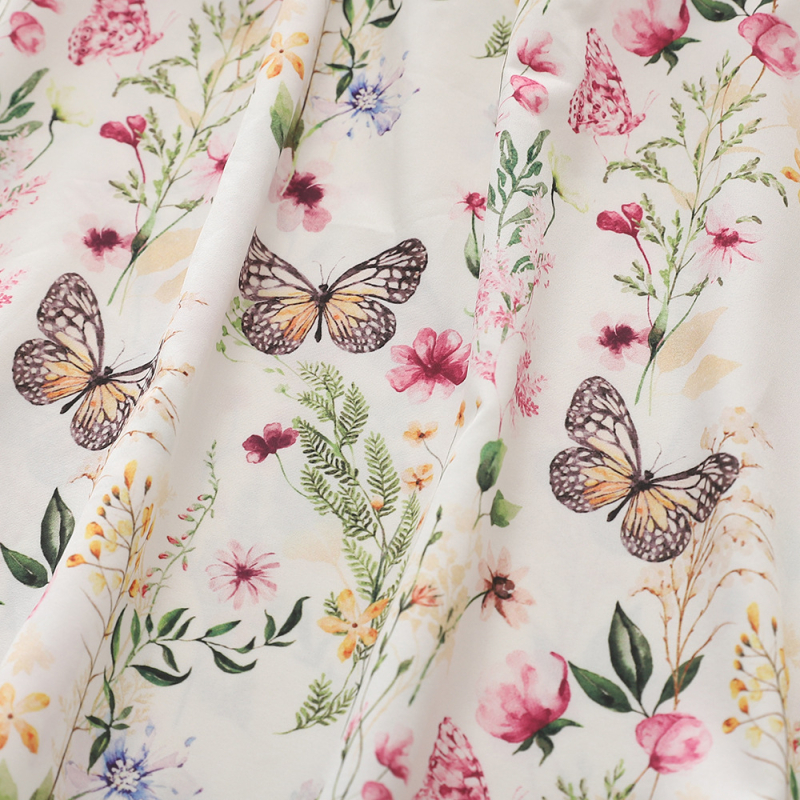 Meitenēm floral printēta bez piedurknēm kleita ar apaļu kaklu, A-līnijas siluets, princeses stila kleita