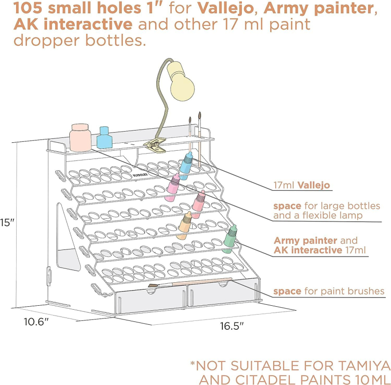 Fából készült asztali tároló festékekhez és sminkhez, 6 szintű, többfunkciós rendező