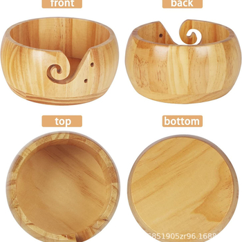 Runda ξύλινο μπολ αποθήκευσης μαλλιού με καπάκι — μοντέρνο μινιμαλιστικό διακοσμητικό