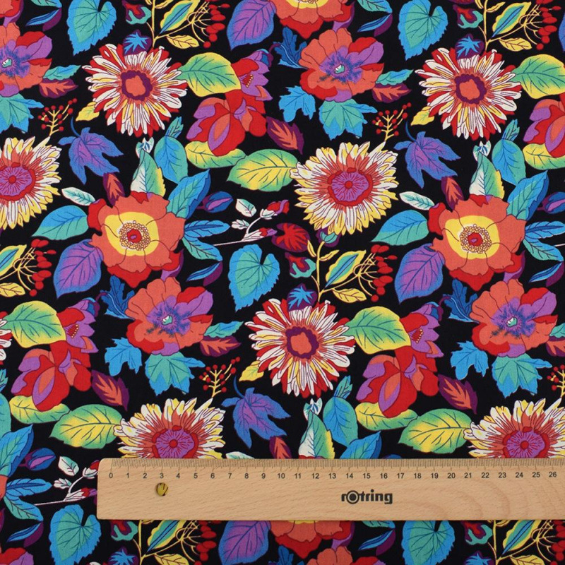 Patchwork audinių rinkinys, 7 vnt. – medvilninis audinys su gėlių spaudu, tropinio lietaus miško augalų dizainas, DIY rankdarbiams