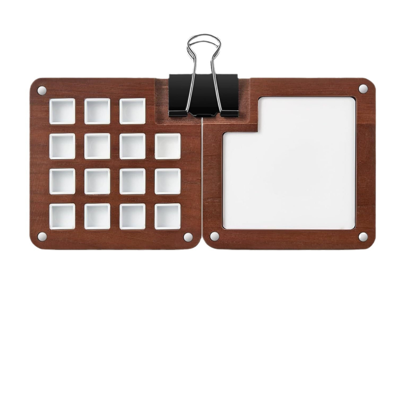 Medinė nešiojama akvarelės paletė — lauko tapybai, iš serijos paletės