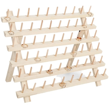 Ξύλινο επιτραπέζιο πτυσσόμενο ράφι αποθήκευσης κλωστών — πεύκο, 6 στρώσεις, πολυλειτουργικό, ανθεκτικό στη σκόνη και στην υγρασία