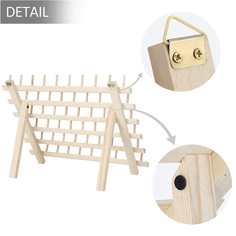 Fa asztali összecsukható orsóállvány – fenyőből, 6 réteg, többfunkciós, por- és nedvességálló