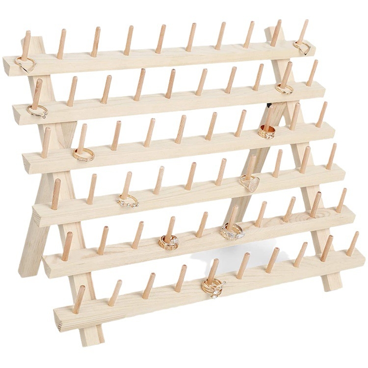 Fa asztali összecsukható orsóállvány – fenyőből, 6 réteg, többfunkciós, por- és nedvességálló