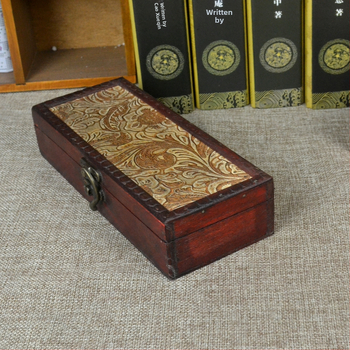 Ξύλινο επιτραπέζιο κουτί αποθήκευσης με φλοράλ μοτίβο, εθνικό στυλ, κατάλληλο για χαρτικά, μικροαντικείμενα και καλώδια ακουστικών