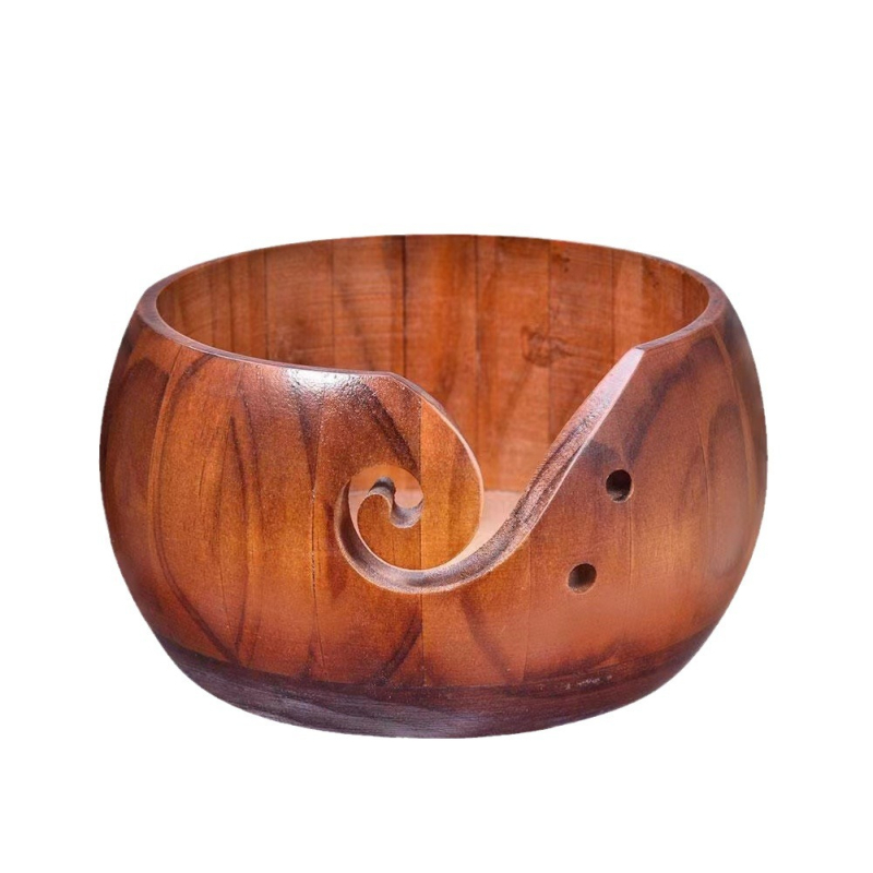 Fából készült gyapjútál hordozható zseb-stílusú varrótároló dobozzal, Tianze, 1 db, 340 g