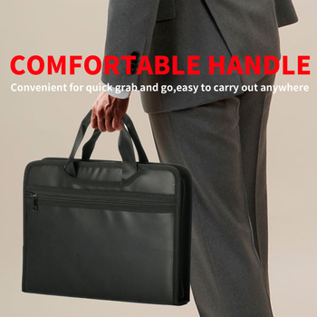 Wei Bin WB-FHFQ-01 кожена аккордеонна папка за документи, 12 секции, 13 джобове, прозрачни вътрешни страници, предни и задни джобове, с лого