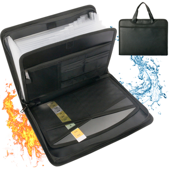 Wei Bin WB-FHFQ-01 кожена аккордеонна папка за документи, 12 секции, 13 джобове, прозрачни вътрешни страници, предни и задни джобове, с лого