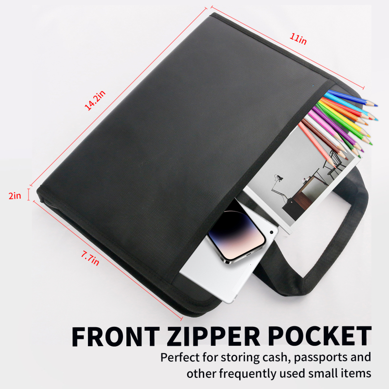 Wei Bin WB-FHFQ-01 кожена аккордеонна папка за документи, 12 секции, 13 джобове, прозрачни вътрешни страници, предни и задни джобове, с лого