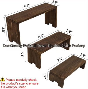 Ξύλινη τριώροφη βάση προβολής γλυκών και μαφινών για επιφάνειες τραπεζιού, μοντέλο Tl-8022, πολυλειτουργική προβολή και αποθήκευση.