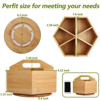 Ξύλινο-μπαμπού πλέγμα κούτα γραφείου με διαμερίσματα, οργάνωση καλλυντικών, τηλεχειριστήρια και στυλό· 1 επίπεδο, μοντέρνο μινιμαλιστικό σχέδιο