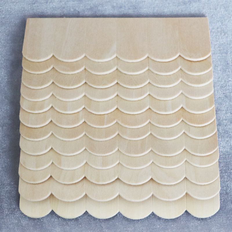 Babaház tetőcserepek készlet, faanyagból, 1:12 arány, DIY készlet, 12 db a csomagban