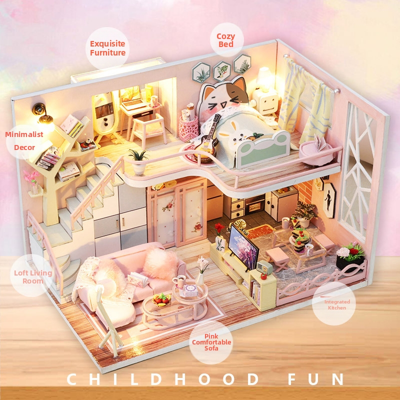 DIY дървена къщичка комплект - разглобяема и сглобяема къща, за деца 7–14 г., произведено в Китай, опаковка: цветна кутия