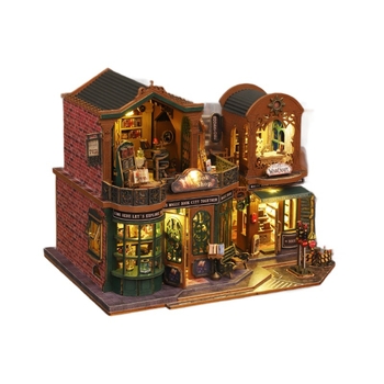 Qiaolexing ES017 Twilight Book City – дървен архитектурен модел, DIY съвместим, сглобяем, произход Guangzhou, за възраст 15–35.