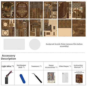 Xinyue 3D ξύλινο παζλ DIY βάση βιβλίου – αρχαίο σπιτάκι βιβλίου, υψηλή δυσκολία συναρμολόγησης