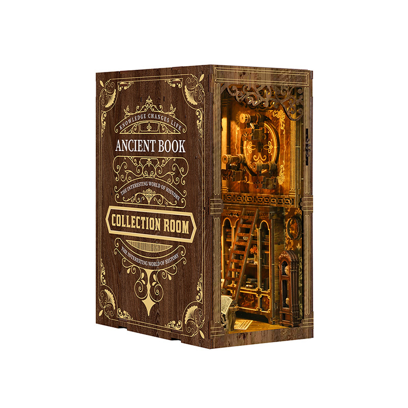 Xinyue 3D ξύλινο παζλ DIY βάση βιβλίου – αρχαίο σπιτάκι βιβλίου, υψηλή δυσκολία συναρμολόγησης