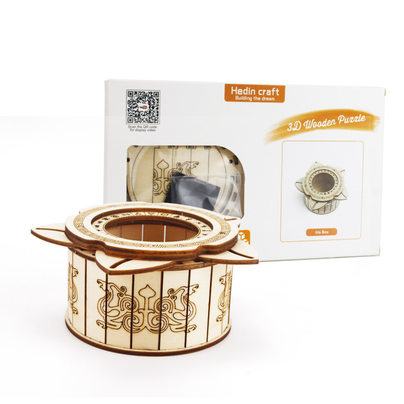 Rankų darbo medinis trimatės dėlionės rinkinys iš Hedin Craft — DIY, pritaikomas, 7–14 metų