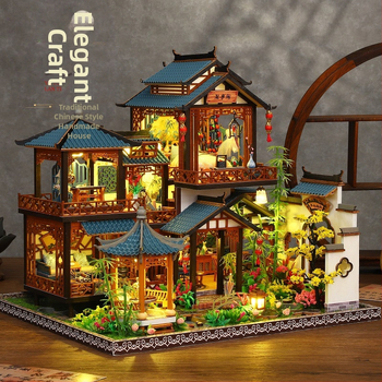 Qiaoxing дървен архитектурен модел-играчка с възможност за DIY, сглобяване и персонализация.