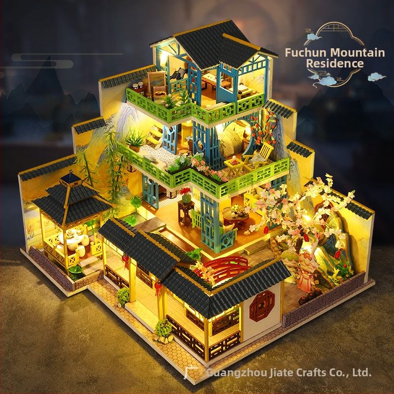 DIY дървена къща – модел играчка на Qiao Le Xing, опаковано в цветна кутия, за възраст 15–35 години