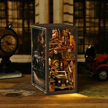 Ξύλινο βιβλιοστάτης αυτοκινήτου σε ρετρό στυλ – DIY παζλ μοντέλο, χειροποίητο νυχτερινό φως