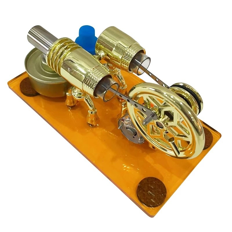 Stirlinga dzinējs ar ģeneratoru: fizikas eksperiment ar tvaika motoru (Tips: Stirlinga dzinējs; Materiāls: sakausējums; Vecums: 7–14 gadi)