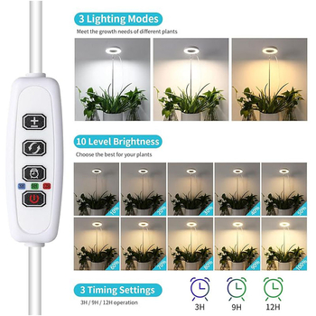 Επιτραπέζιο φως για φυτά με πλήρες φάσμα, 48 LED, τσιπ San\'an, αλουμινένιο περίβλημα, είσοδος 5V