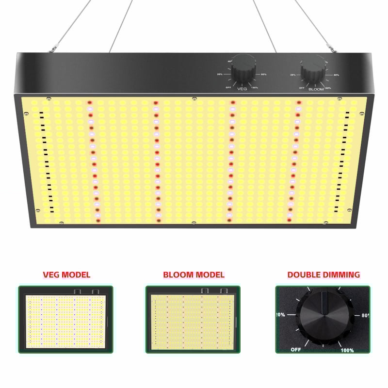 LED φως φυτών PB2000PRO με διπλό έλεγχο φωτισμού, 2000W, πλήρες φάσμα, 630 LED, IP42, έλεγχος με περιστροφικό διακόπτη