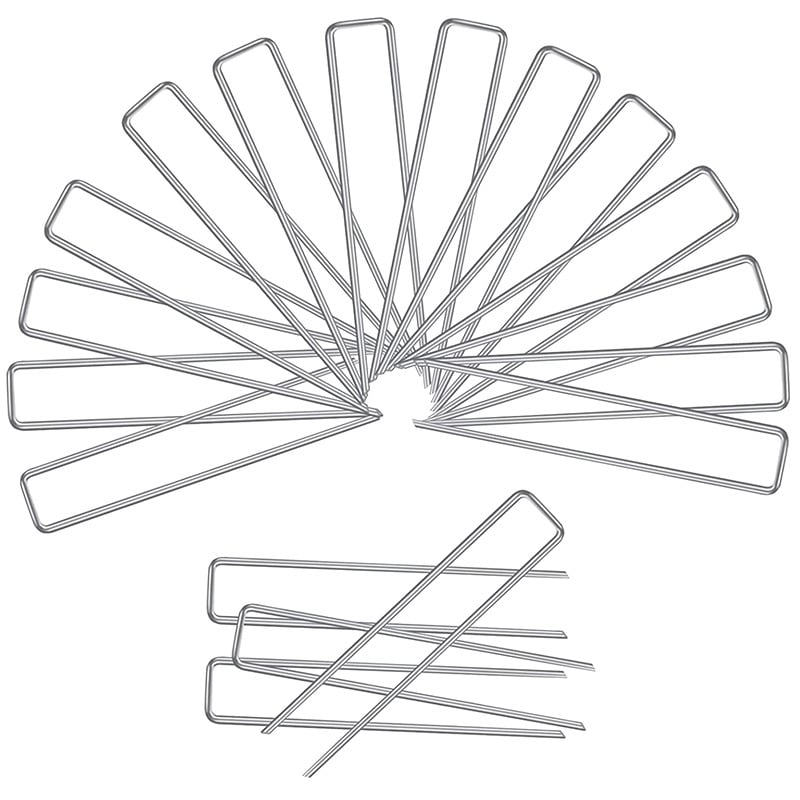 U-alakú talajszeg geotextil és gyep rögzítéséhez, galvanizált vasból