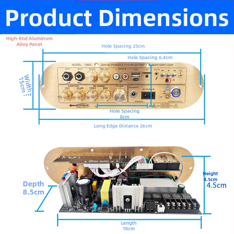 Платка за усилване D900, Bluetooth 2.1-канал, висока мощност 3116