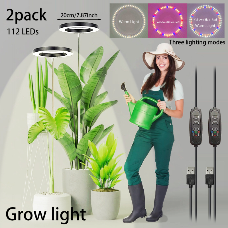 LED pilno spektrą augalų augimo lemputė su angelo žiedo forma, 112 LED, 1000 lm, 5V įtampa, San`an lustas, vidaus augimo apšvietimas