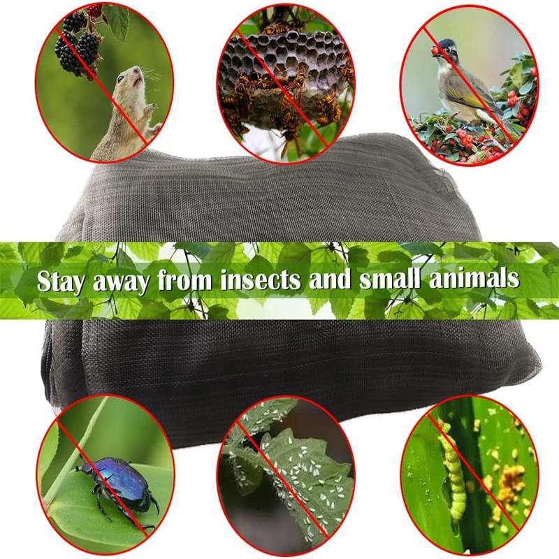Növényekre tervezett rovarvédő háló, polietilén, húzózsinóros zárás, védelem rovarok és madarak ellen — Dream voyage
