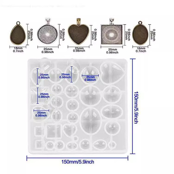 Aouke 31 τεμάχια σετ σιλικόν καλούπια για κέικ — Ακανόνιστες μορφές: κύκλος, τετράγωνο, καρδιά, οβάλ, με βάση κράματος