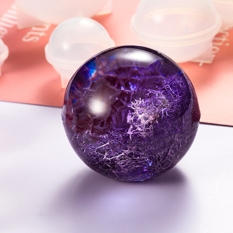 Силиконова форма за сфери за DIY бижута с изсушени цветя – комплект полусферични орнаменти