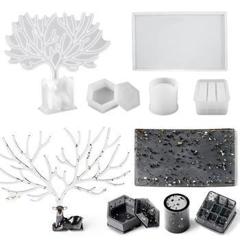 Σετ καλουπιών σιλικόνης για ρητίνη εποξική με διακοσμητικό ελάφι για τραπέζι, εννιά τετράγωνα σε πλέγμα, 31 τεμάχια