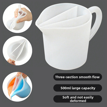 Σιλικόνινο κύπελλο ανάμειξης με τρία διαμερίσματα και εργονομική λαβή για ανάμειξη χρωμάτων και διακόσμηση τούρτας