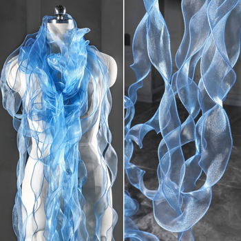 Poliesterio organzos nėriniai su vandens bangų raštu; panaudojimas: drabužiai, sijonai, DIY projektai; prekinis ženklas: Chinese Shirt Textile