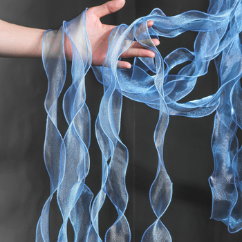 Poliesterio organzos nėriniai su vandens bangų raštu; panaudojimas: drabužiai, sijonai, DIY projektai; prekinis ženklas: Chinese Shirt Textile