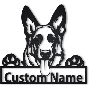 Μεταλλικό κρεμαστό τοίχου με σιλουέτα ποιμενικού σκύλου — μοντέρνος μινιμαλιστικός σχεδιασμός για γραφεία