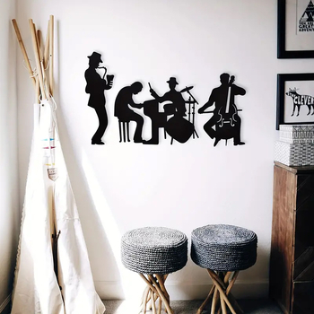 Ακρυλικός τοίχος αυτοκόλλητο με θέμα τη τζαζ μουσική, 3 τεμάχια, μοντέρνος απλός σχεδιασμός, διακόσμηση σαξοφώνου
