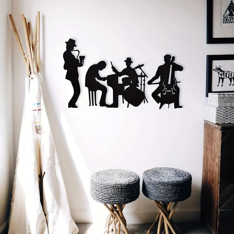 Akrilni zidni naljepnica s temom jazza, 3 komada, moderan stil, saxofon dekoracija