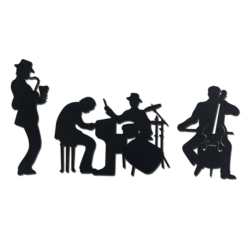 Akrilni zidni naljepnica s temom jazza, 3 komada, moderan stil, saxofon dekoracija