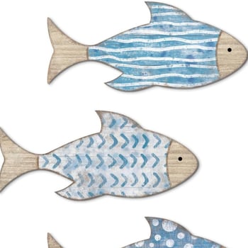 Drveni zidni umjetnički komad s ribljim rojom za plažu i vanjsku kuću uz jezero — Density Board, Craft Pendant