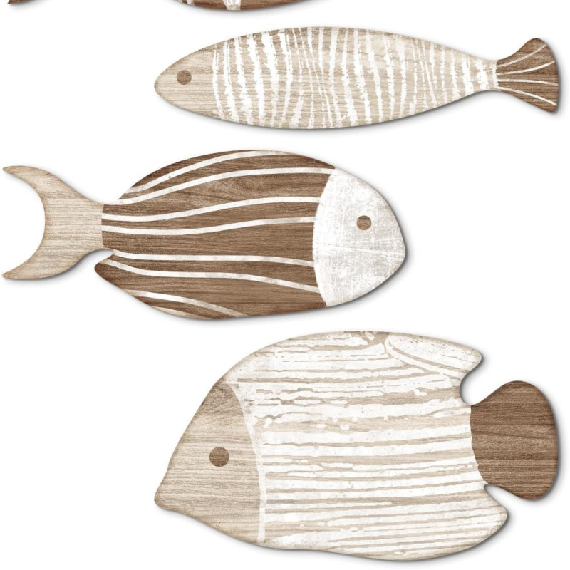 Drveni zidni umjetnički komad s ribljim rojom za plažu i vanjsku kuću uz jezero — Density Board, Craft Pendant