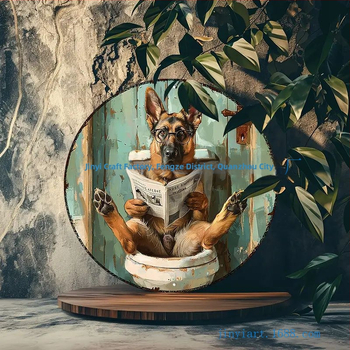 Μεταλλικό διακοσμητικό τοίχου σε δίσκο - Γερμανικός Ποιμενικός, Μεσογειακό στυλ, Εσωτερική διακόσμηση τοίχου