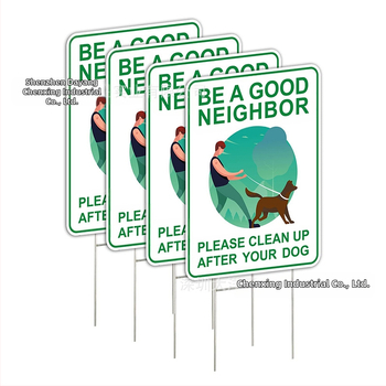 Διπλής όψεως εξωτερικό προειδοποιητικό σημάδι κήπου: απαγόρευση ούρησης και κόπρων από σκύλους, για τον καθαρισμό περιττωμάτων; Παραγμένο στην Κίνα