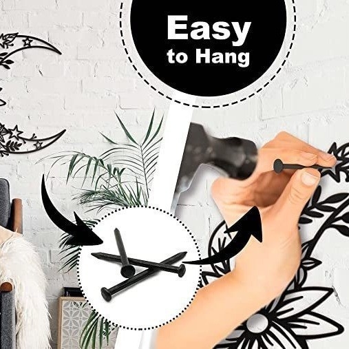 Fém fali kép – Hold-virág siluett, Geometriai kialakítás, beltéri dekoráció, márka Sheng Ji-hyun