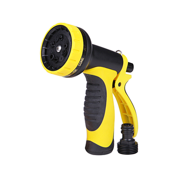 Meili augsta spiediena ūdens pistole ar 10 funkcijām, ABS pārklājums, mājsaimniecības un dārza lietošanai; pistoles galva un rokturis no plastmasas; izsmidzināšanas diapazons 8–15 m