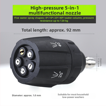 Ruiran plastmasas 140 g, 5-in-1 ventilatora uzgalis augstas spiediena auto mazgāšanai ar ātro pieslēgvumu 1/4
