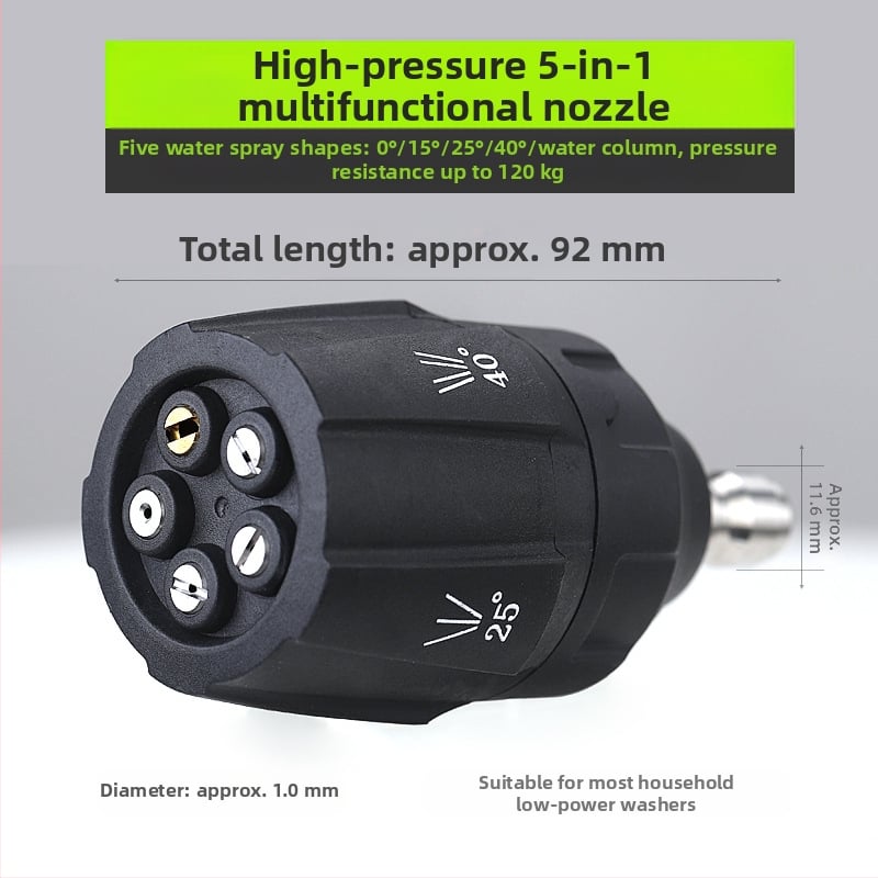 Ruiran plastmasas 140 g, 5-in-1 ventilatora uzgalis augstas spiediena auto mazgāšanai ar ātro pieslēgvumu 1/4