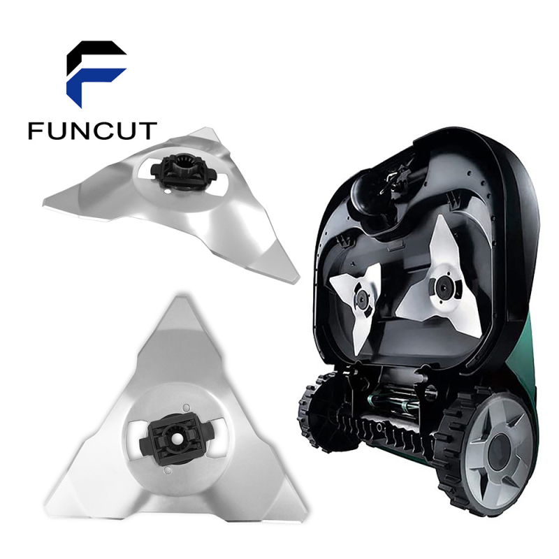 Rozsdamentes acél RC egy darabos háromszög alakú nagy fűnyíró kés kerthez, 355 g